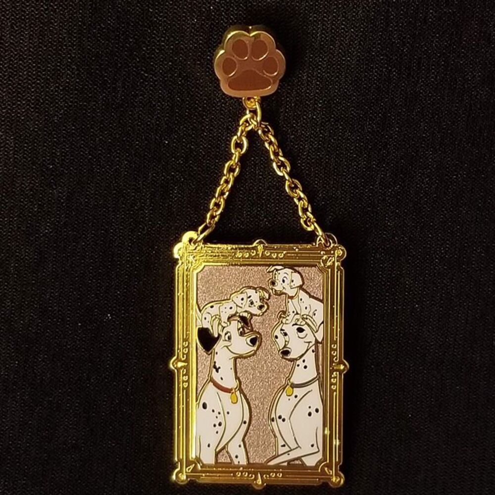 Disney Pin 101 Dalmatians Family Pongo and Perdita Two Puppies Picture Frame Paw - Picture 9 of 9